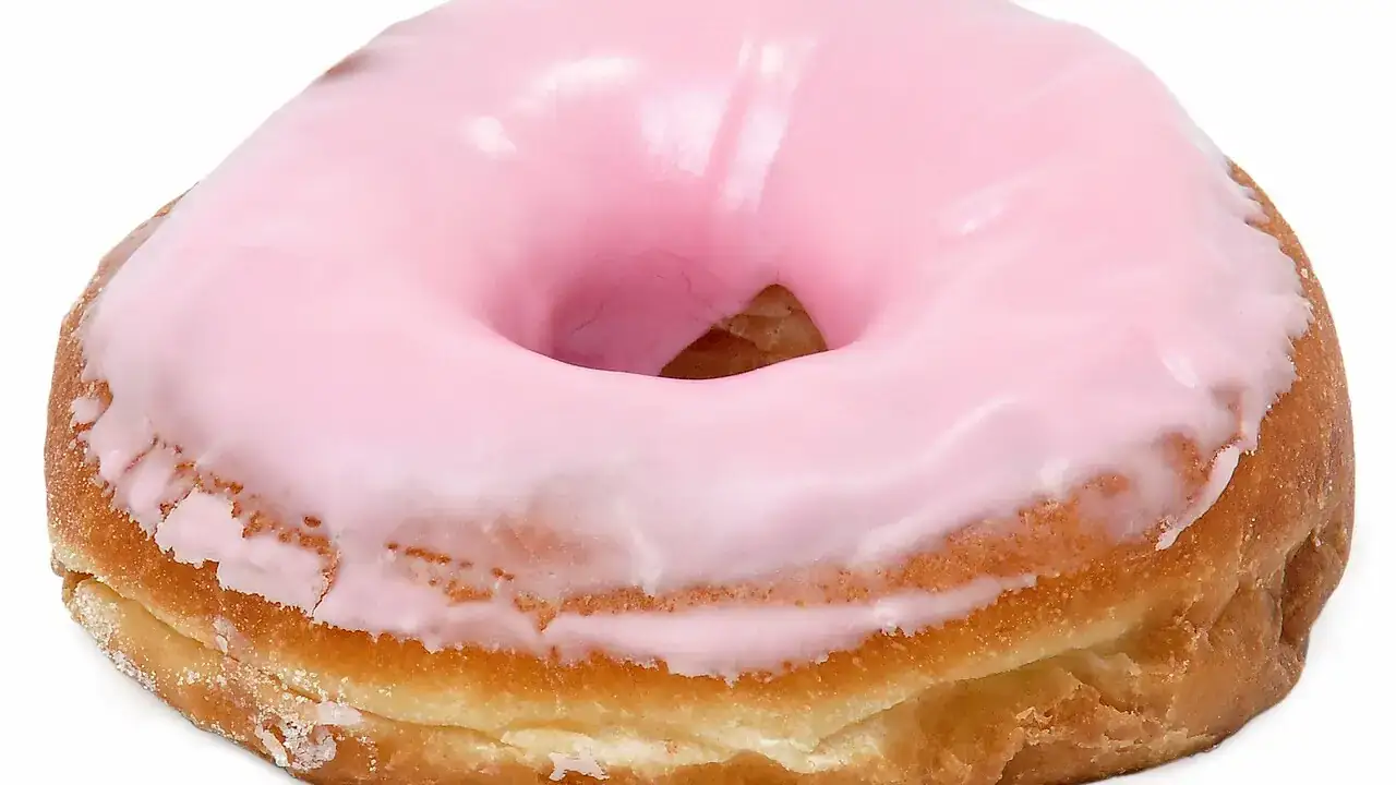 Pink iced doughnut